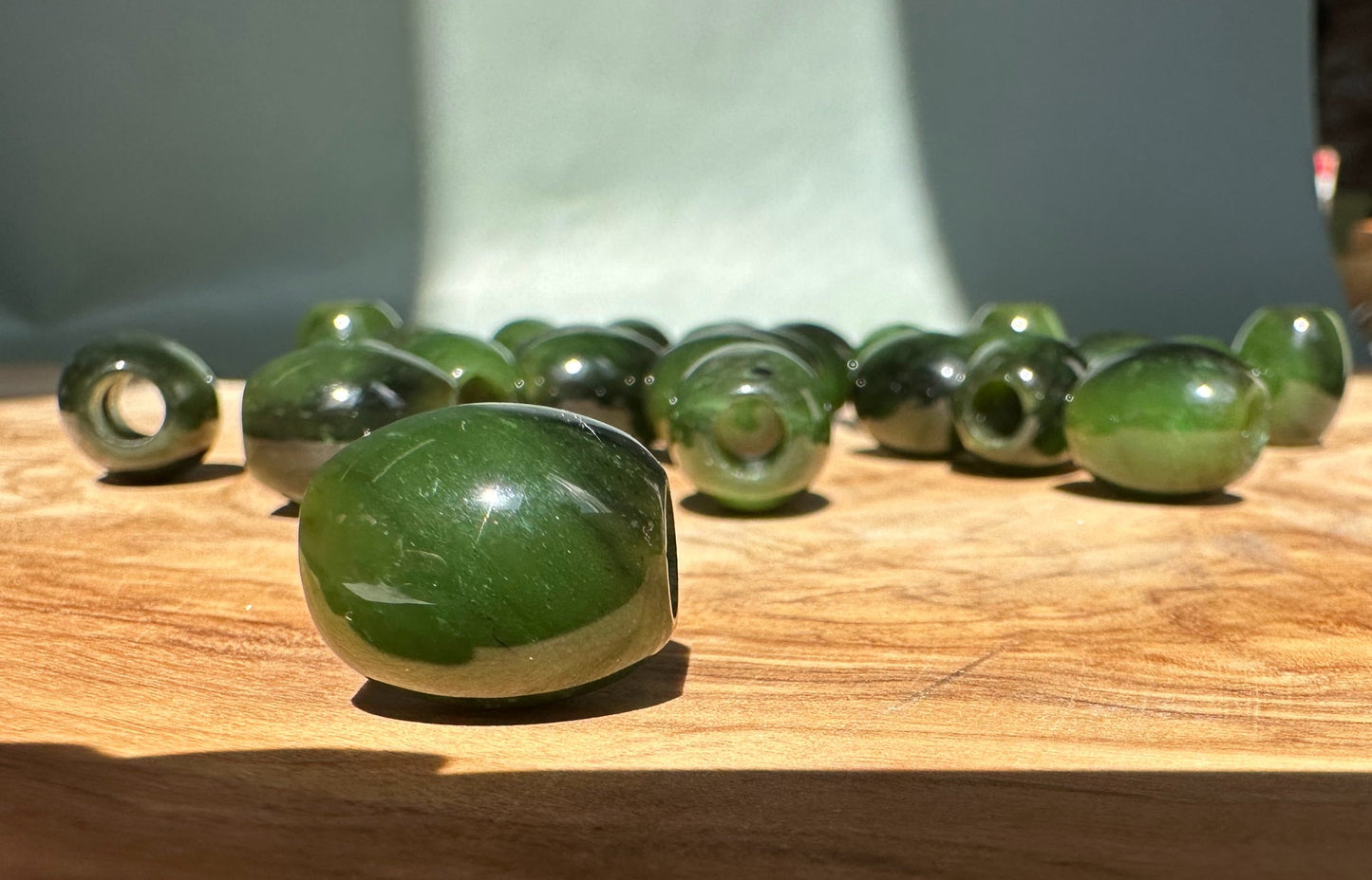 Jade Barrel Bead, 15x12mm - Sold Individually