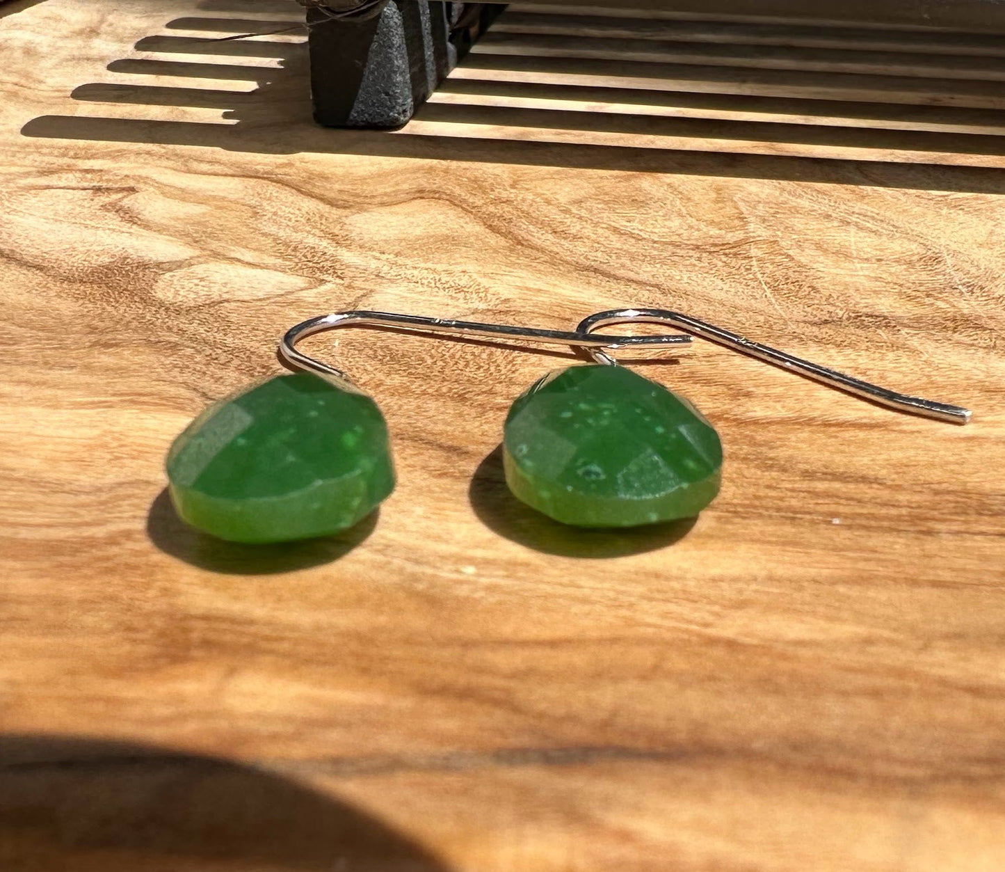 Faceted Canadian Jade Earrings, 10x14mm