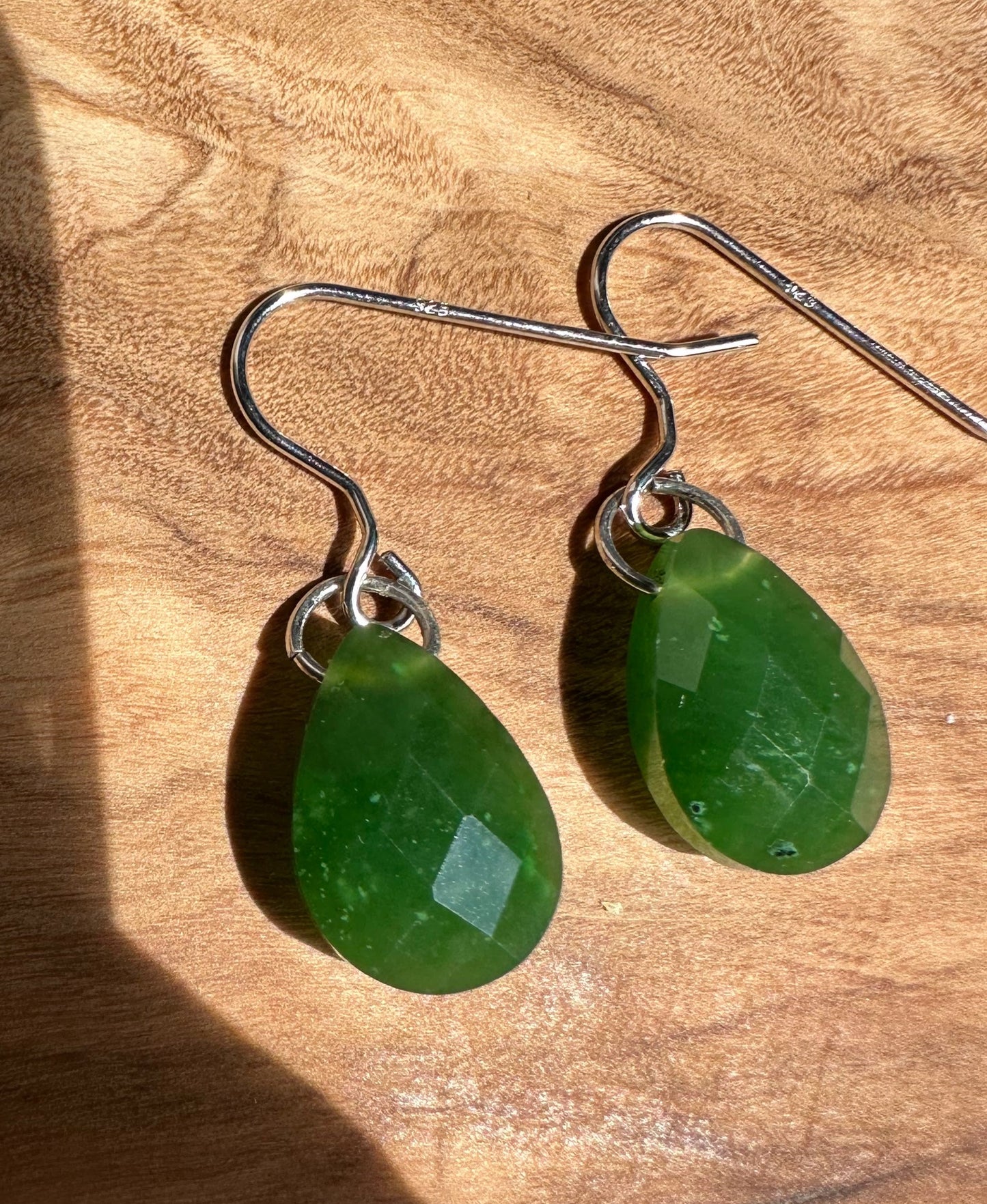 Faceted Canadian Jade Earrings, 10x14mm