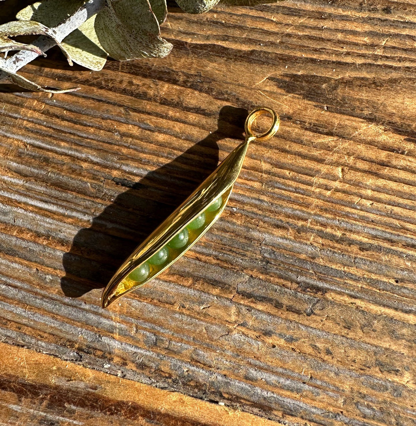 Jade Peapod Pendant, 0072 Stainless Steel