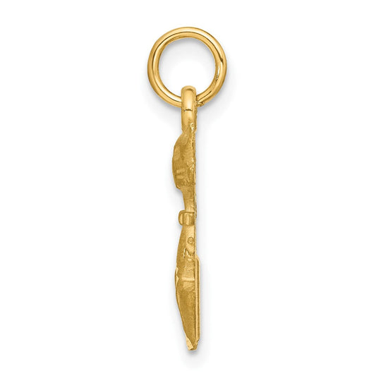 14k Yellow Gold Satin and Diamond Cut Siamese Cat Pendant