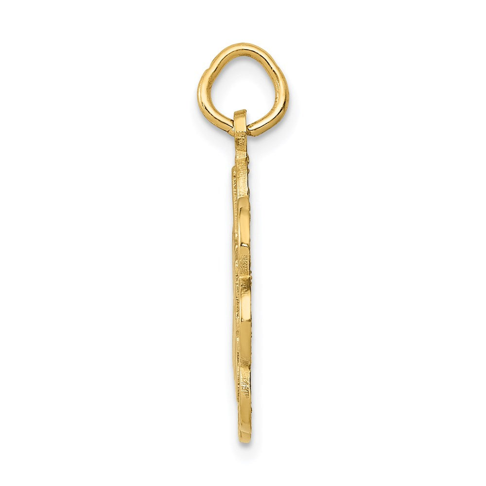 14k Yellow Gold I Love Dogs Scalloped Edge Pendant