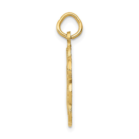 14k Yellow Gold I Love Dogs Scalloped Edge Pendant