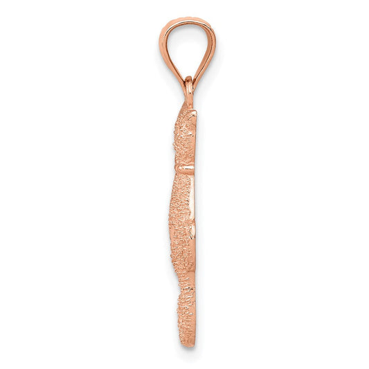 14k Rose Gold Polished and Textured Double Cat Pendant
