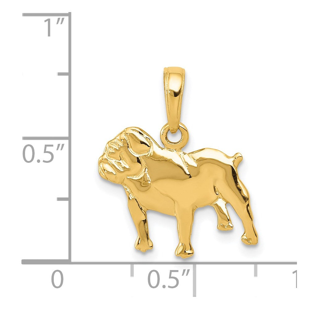 14k Yellow Gold Polished Bulldog Pendant