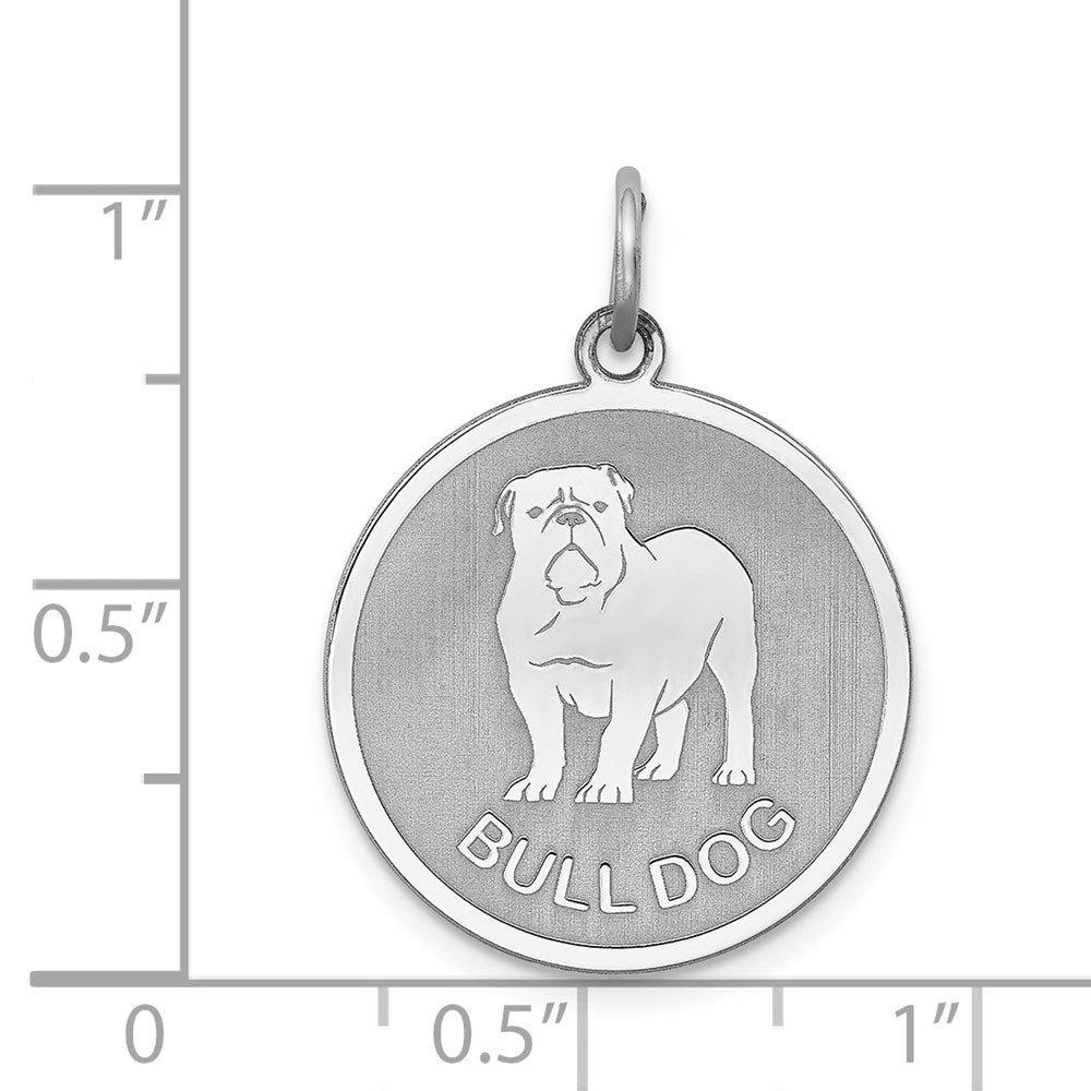 Sterling Silver Laser Etched Bulldog Dog Pendant, 19mm