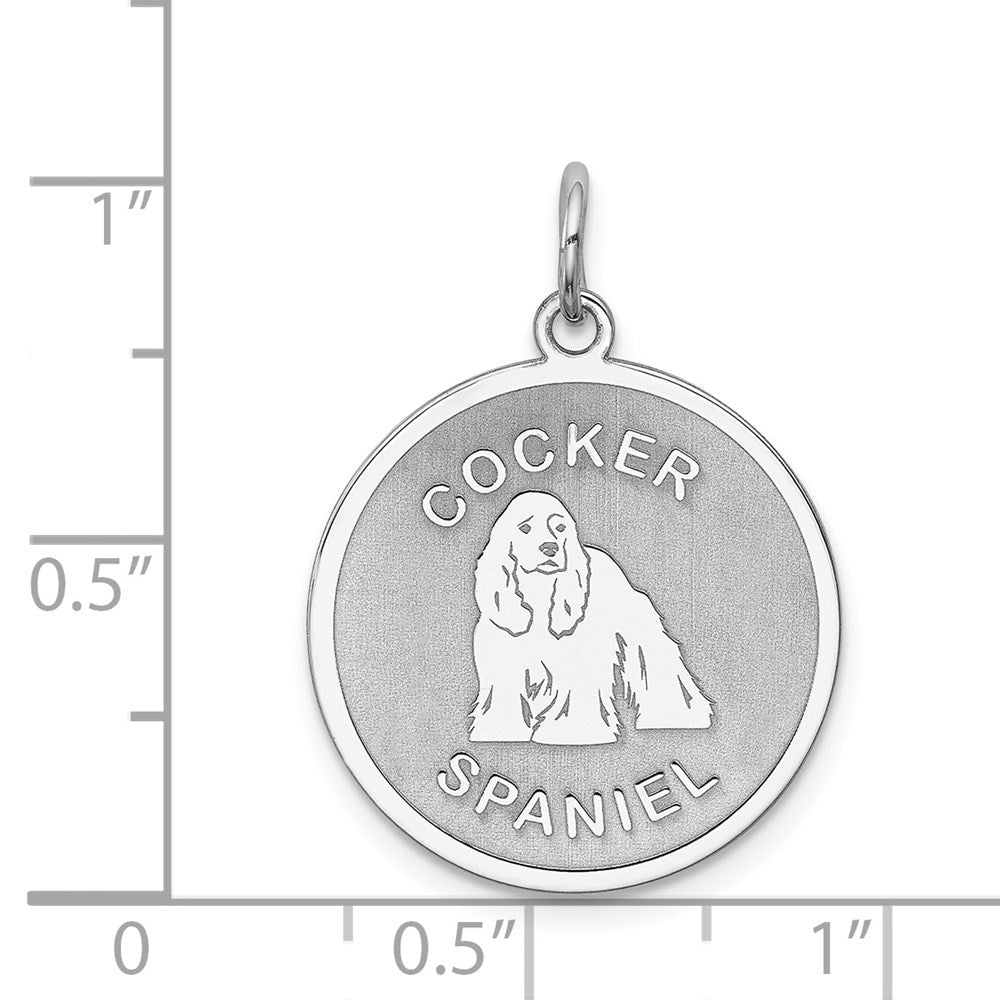 Sterling Silver Laser Etched Cocker Spaniel Dog Pendant, 19mm