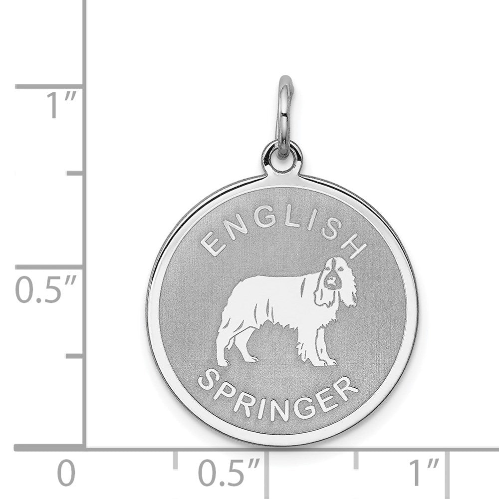 Sterling Silver Laser Etched English Springer Dog Pendant, 19mm