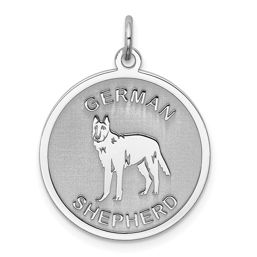 Sterling Silver Laser Etched German Shepherd Dog Pendant, 19mm