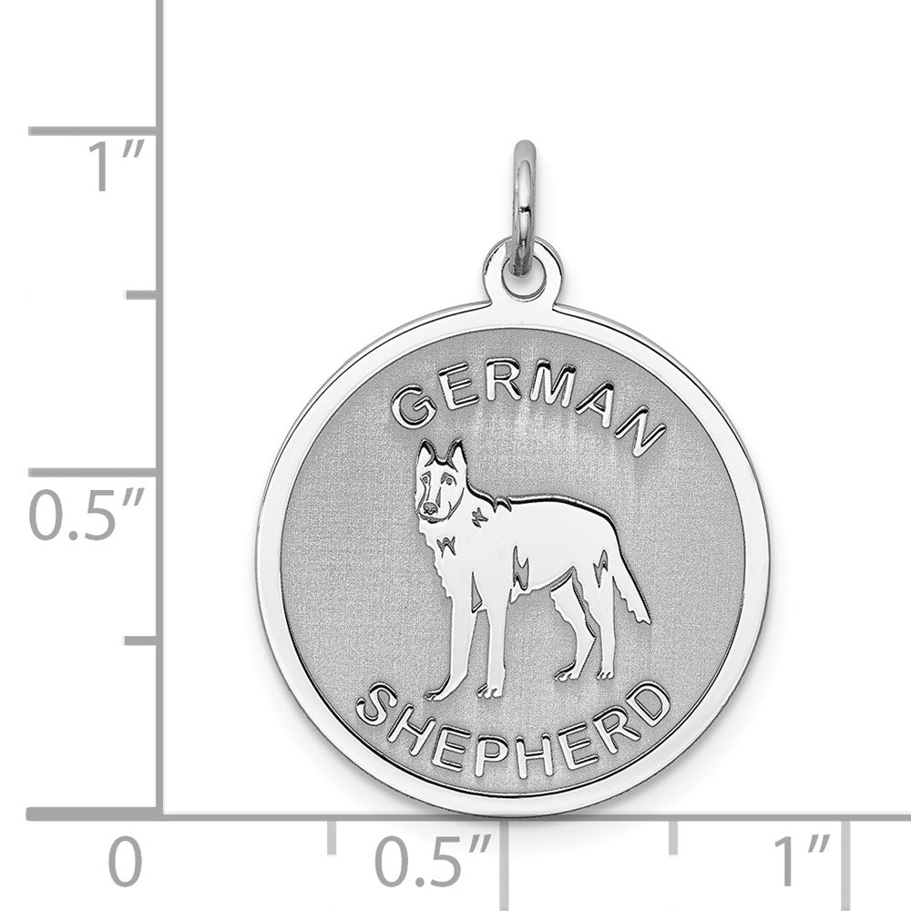 Sterling Silver Laser Etched German Shepherd Dog Pendant, 19mm