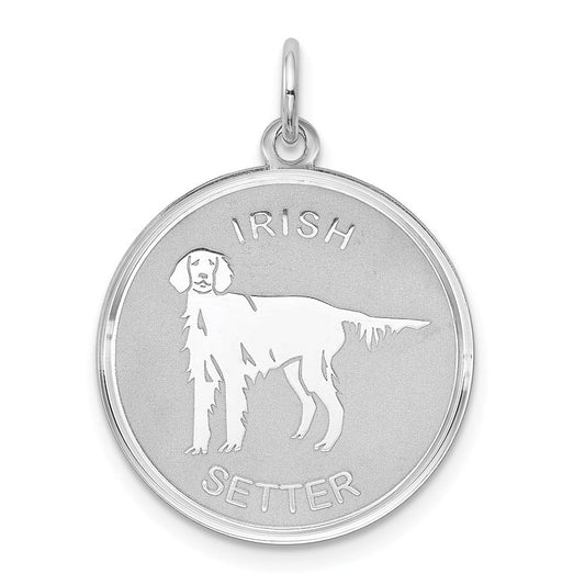 Sterling Silver Laser Etched Irish Setter Dog Pendant, 19mm