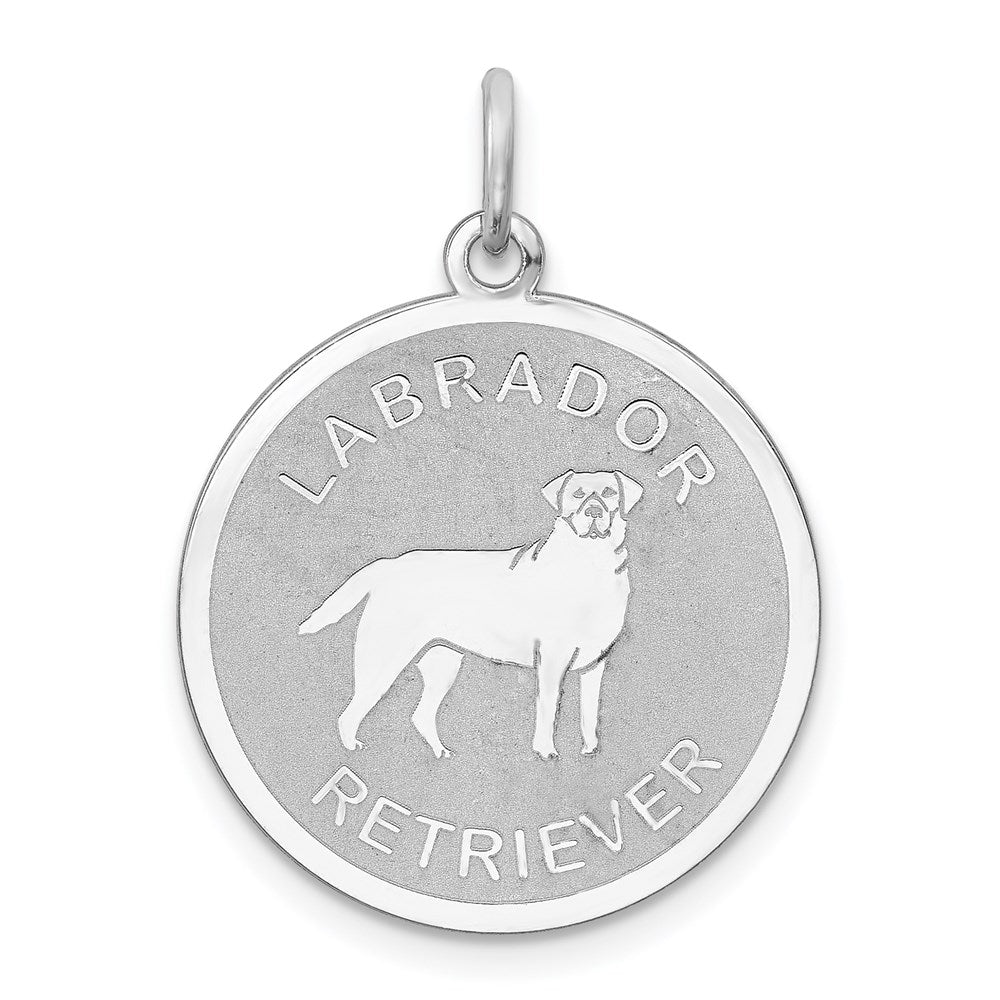 Sterling Silver Laser Etched Labrador Retriever Dog Pendant, 19mm