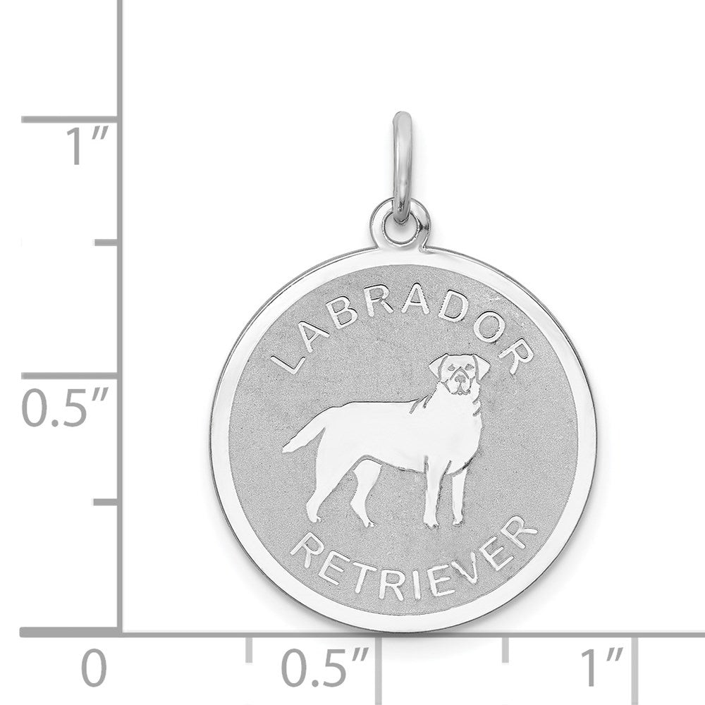 Sterling Silver Laser Etched Labrador Retriever Dog Pendant, 19mm