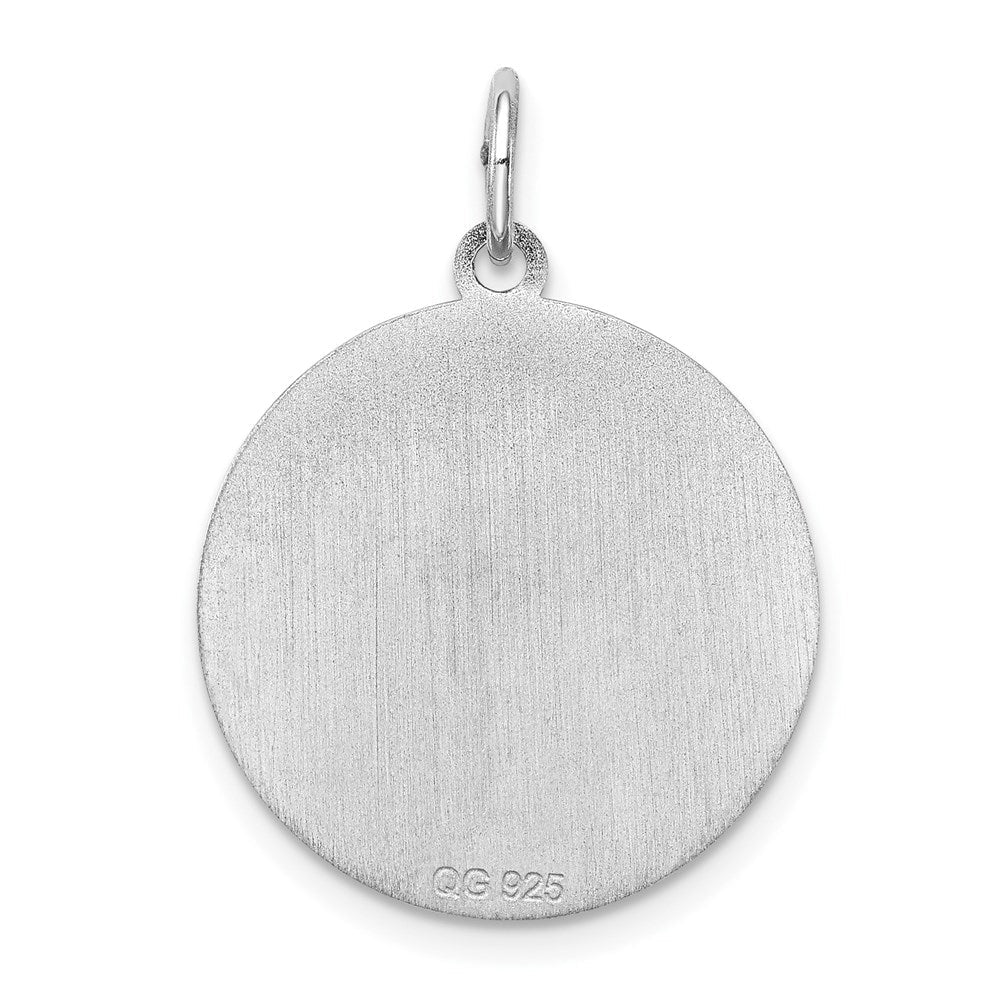 Sterling Silver Laser Etched Pug Dog Pendant, 19mm