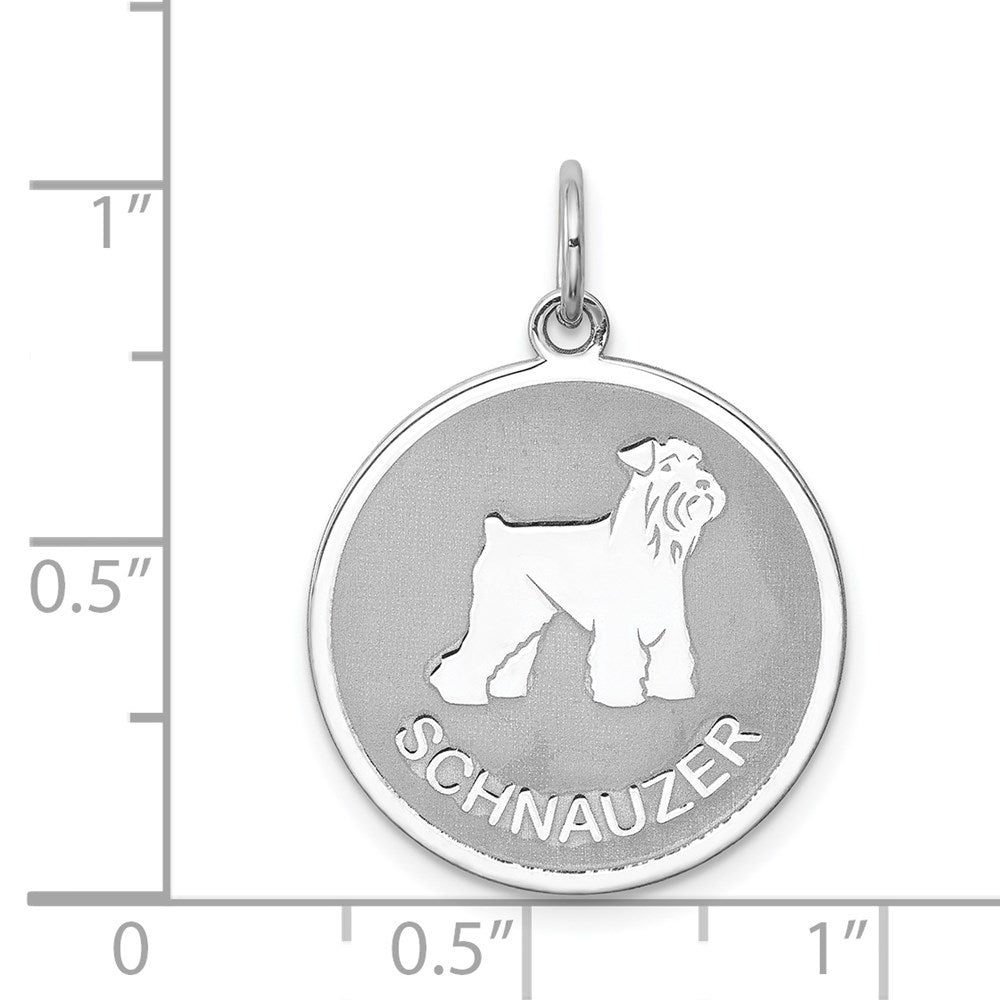 Sterling Silver Laser Etched Schnauzer Dog Pendant, 19mm