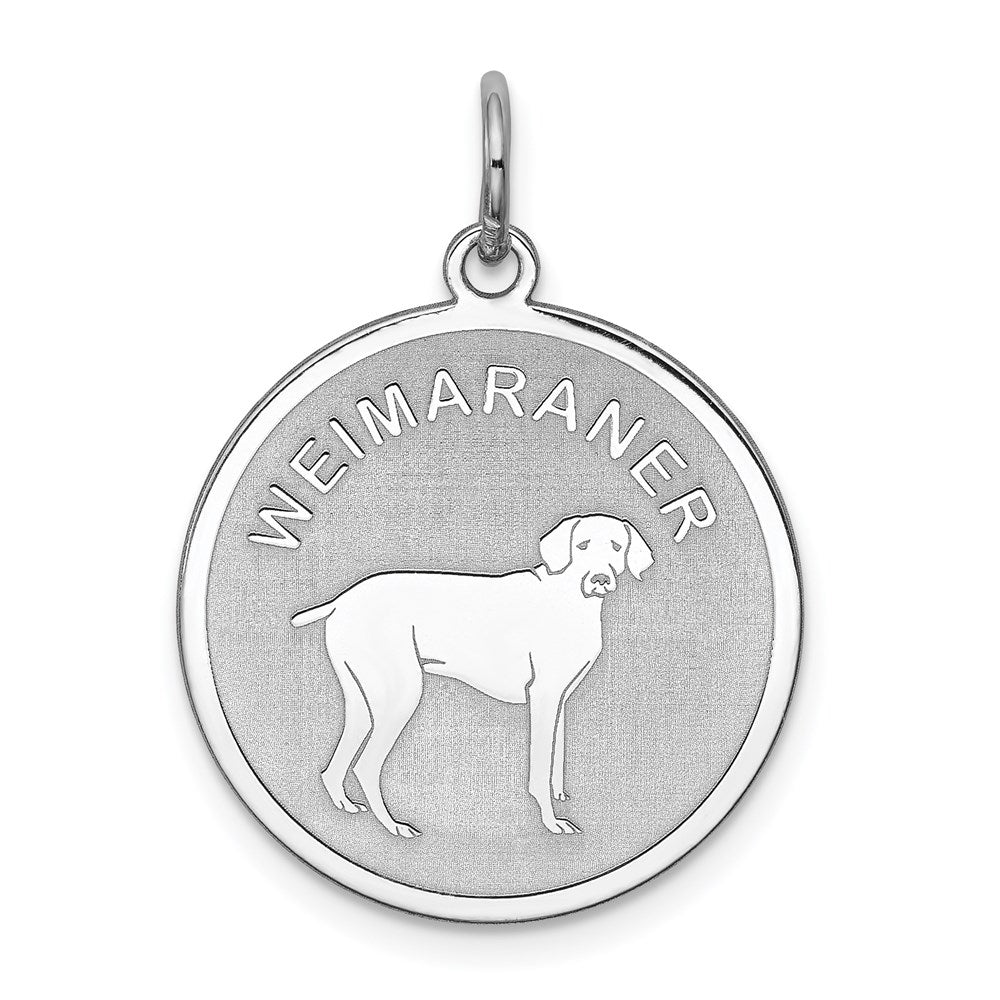 Sterling Silver Laser Etched Weimaraner Dog Pendant, 19mm