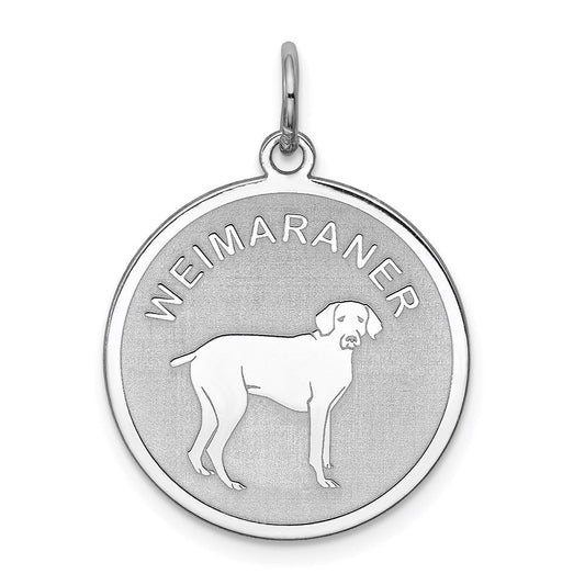 Sterling Silver Laser Etched Weimaraner Dog Pendant, 19mm