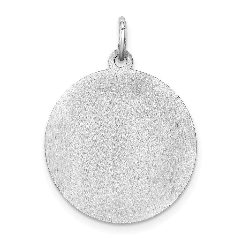 Sterling Silver Laser Etched Yorkshire Terrier Dog Pendant, 19mm