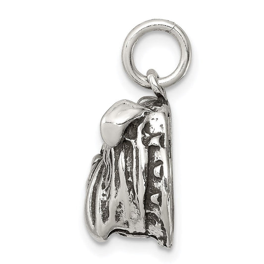 Sterling Silver 12mm Antiqued Bulldog Head Charm or Pendant