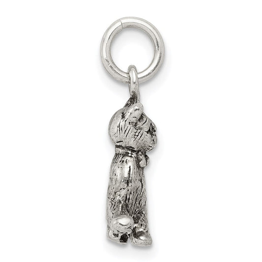 Sterling Silver 3D Antiqued Cat Charm or Pendant