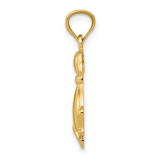 14k Yellow Gold Polished 2D Sitting Dog Pendant, 8 x 23mm