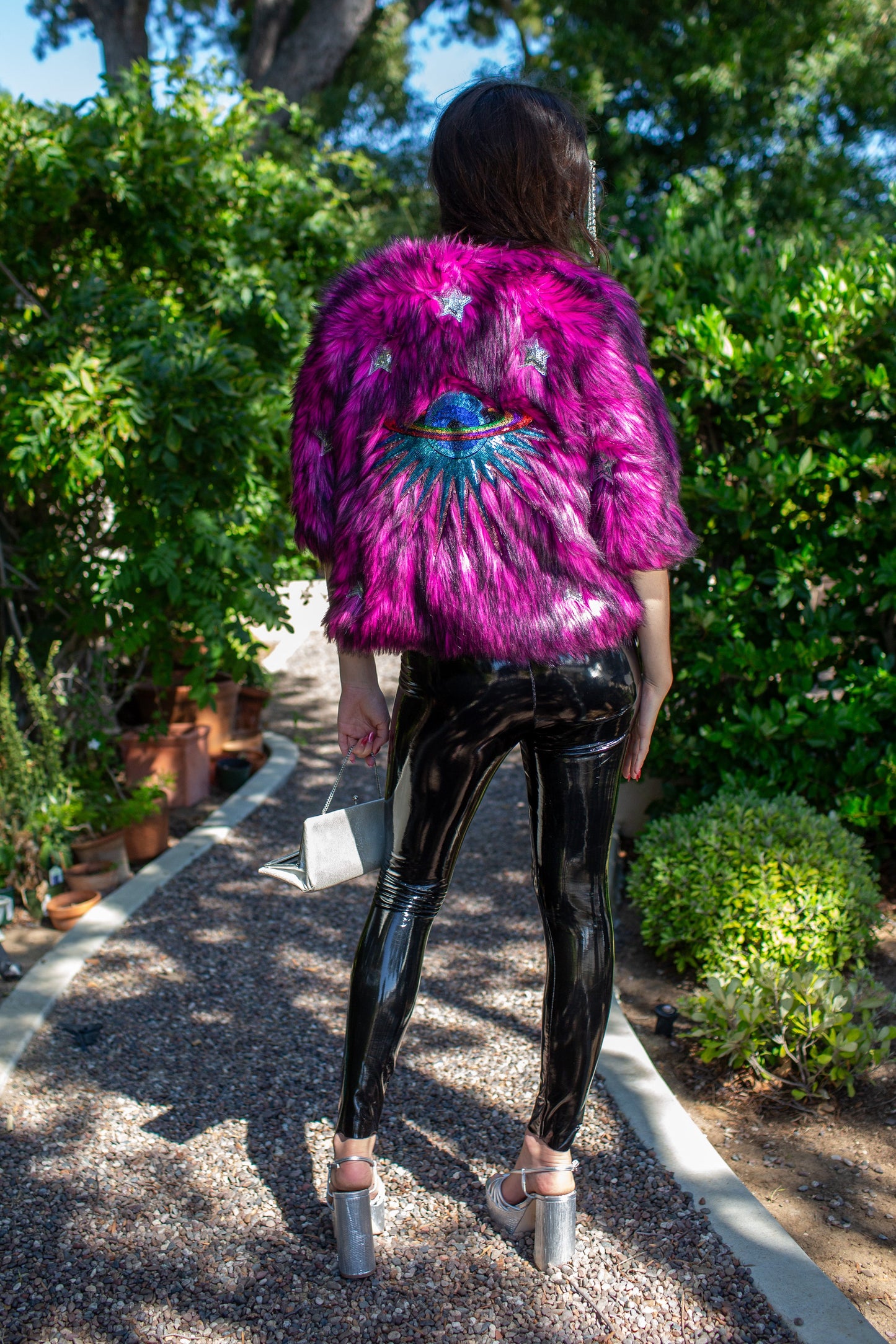 Planet Queen Faux Fur Jacket in Monster Pink