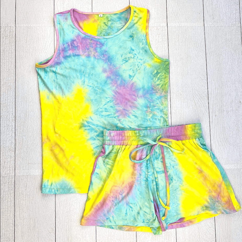 Original Rainbow Tie Dye Shorts and Tank Set