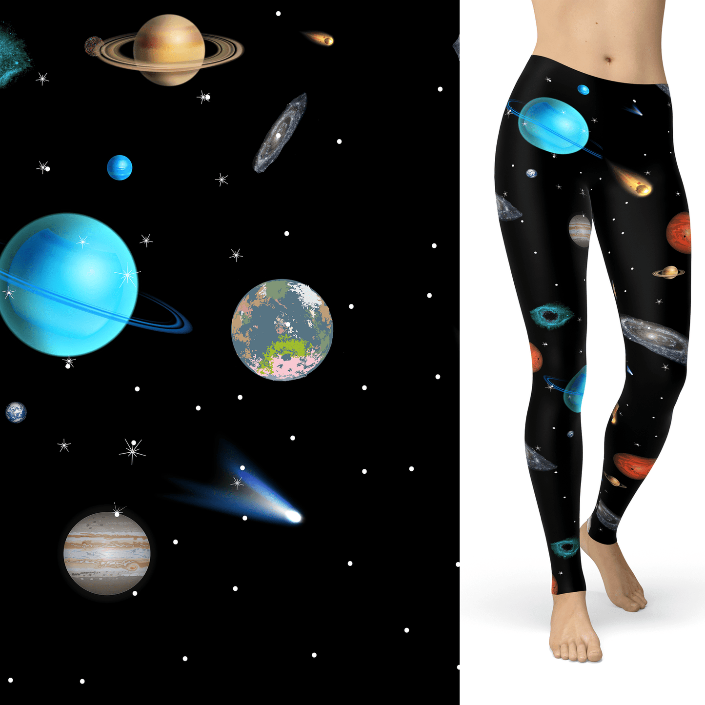 Outer Space Celestial Leggings with Pockets Kids and Adult- Space Pants - Outer Space - Galaxy - Universe - Cosmic