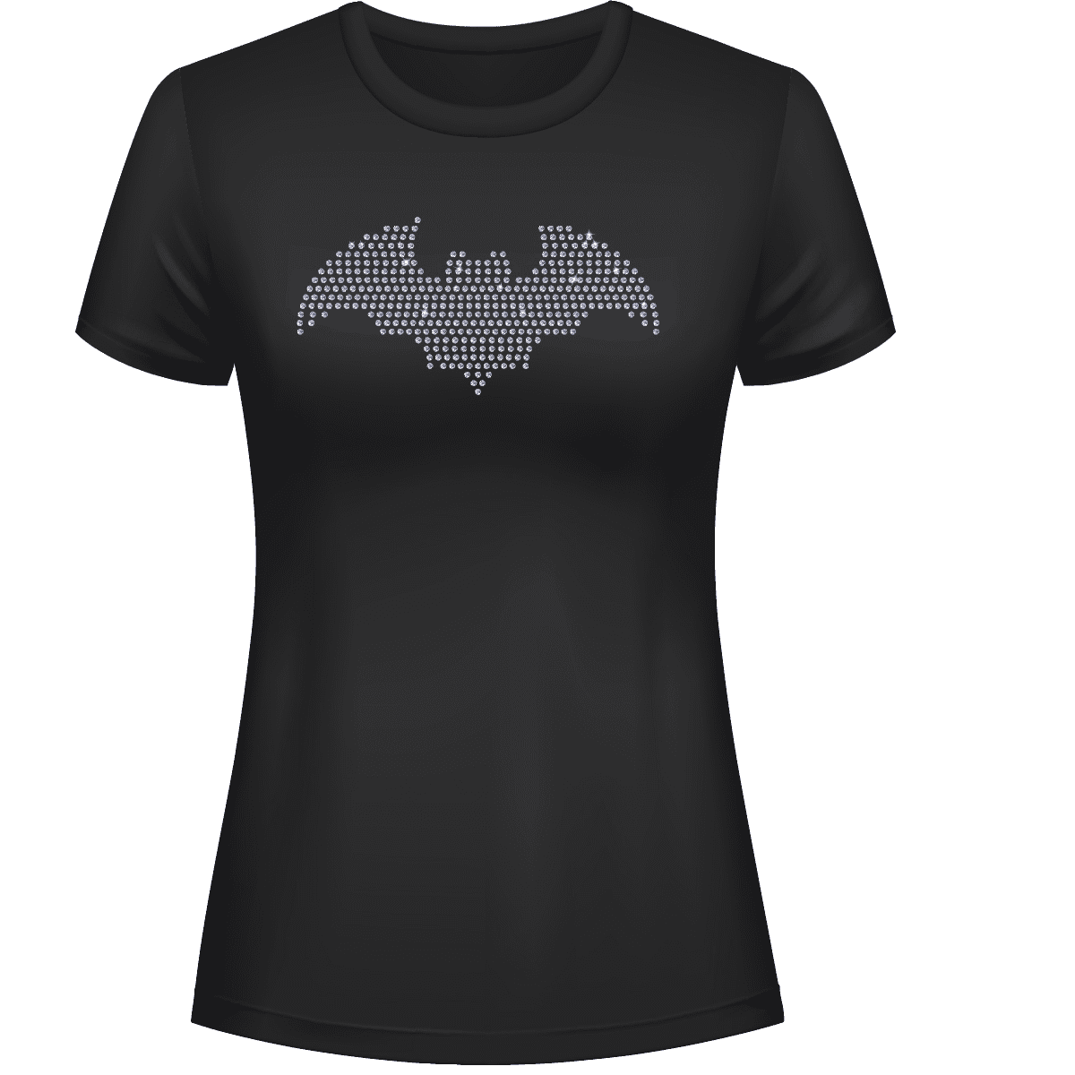 Rhinestone Bat Tee Shirt Crew Neck, V Neck, Long Sleeve