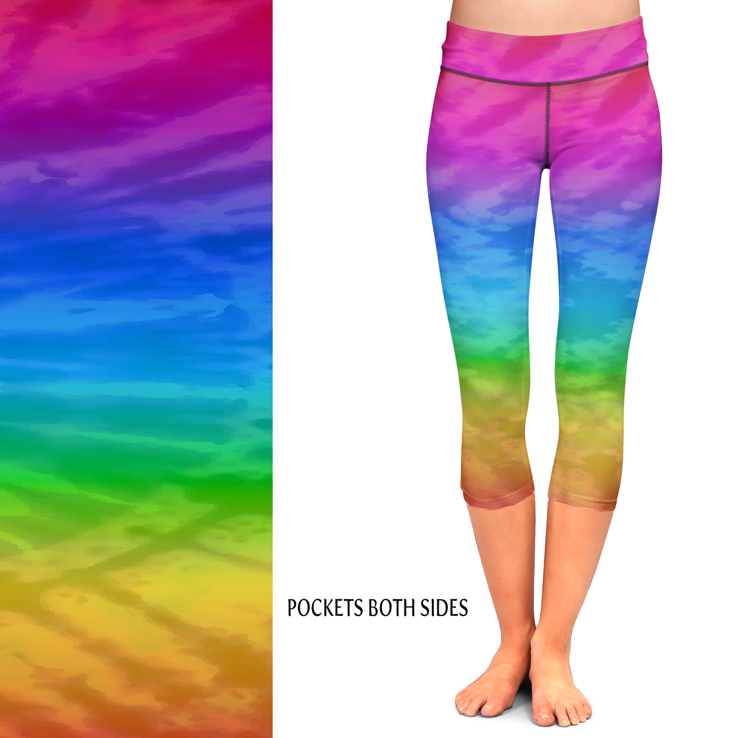 Rainbow Tie Dye Capri Leggings with Pockets 1