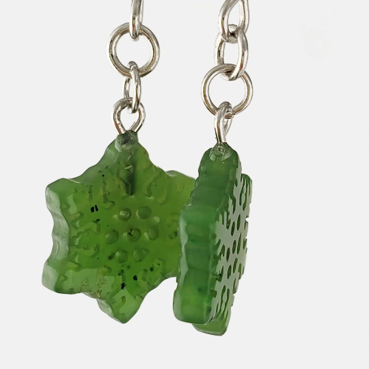 Jade Snowflake Earrings, 15mm