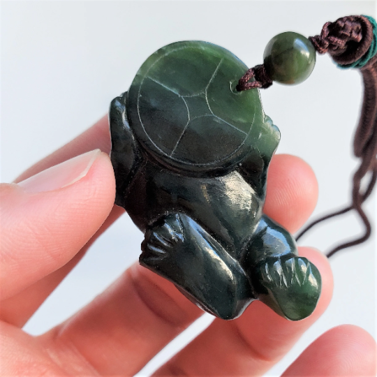 Dark Green Jade Pendant, Pi Xiu 44mm