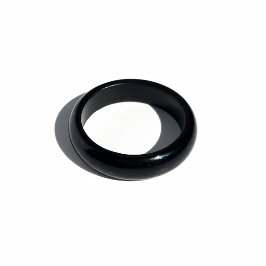 Narrow Band Ring, Black Jade