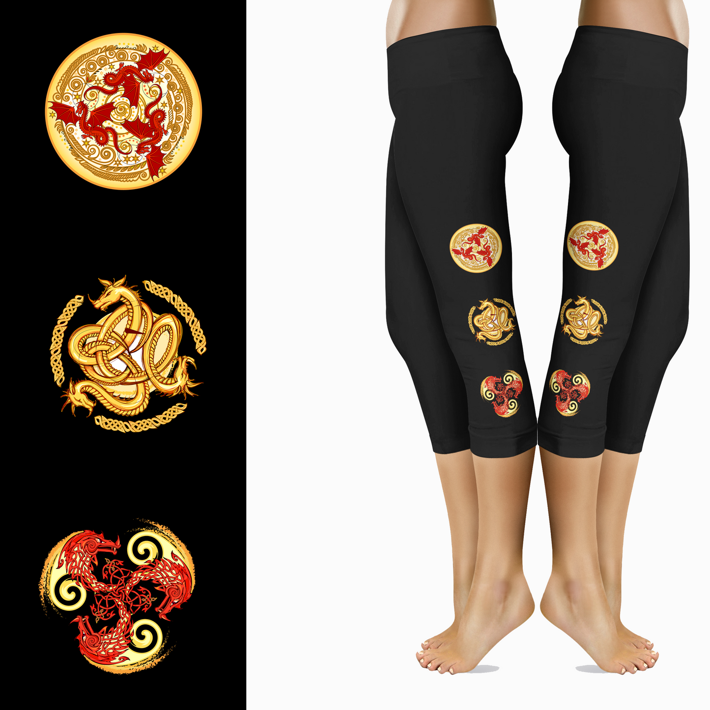 Mystical Ornate Dragon Full and Capri Length with Pockets