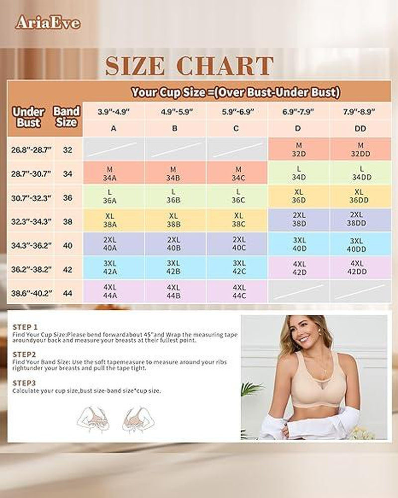 Ariaeve Wireless Seamless Bras for Women No Underwire Bra Full Coverage Comfortable Bras Everyday Bra