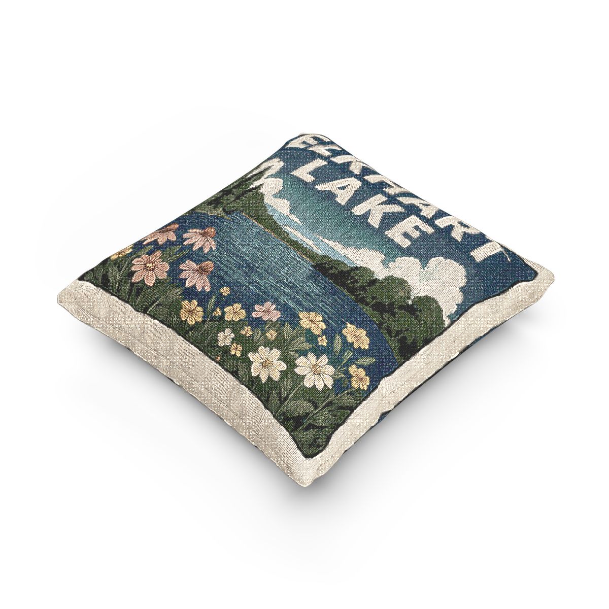 Elkhart Lake Woven Pillow | Rustic Home Decor, Nature Accent, Lake House Gift, Boho Living Room Accessory, Cozy Cabin Decor