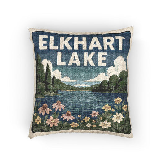 Elkhart Lake Woven Pillow | Rustic Home Decor, Nature Accent, Lake House Gift, Boho Living Room Accessory, Cozy Cabin Decor