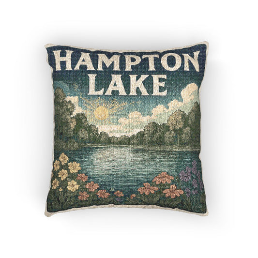 Hampton Lake Woven Pillow | Rustic Home Decor, Nature Accent, Lake House Gift, Boho Living Room Accessory, Cozy Cabin Decor