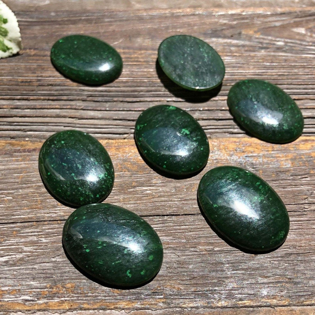 Dark Green Oval Cassiar Jade Cabochon, 30x22mm