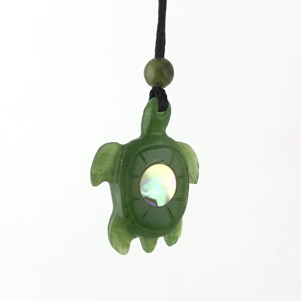 Jade Turtle and Abalone Pendant