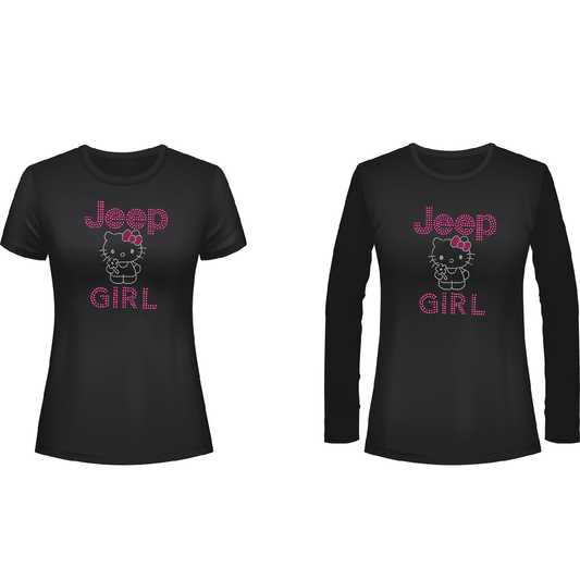 Hi Kitty Jeeper  Rhinestone Tee Short or Long  Sleeve