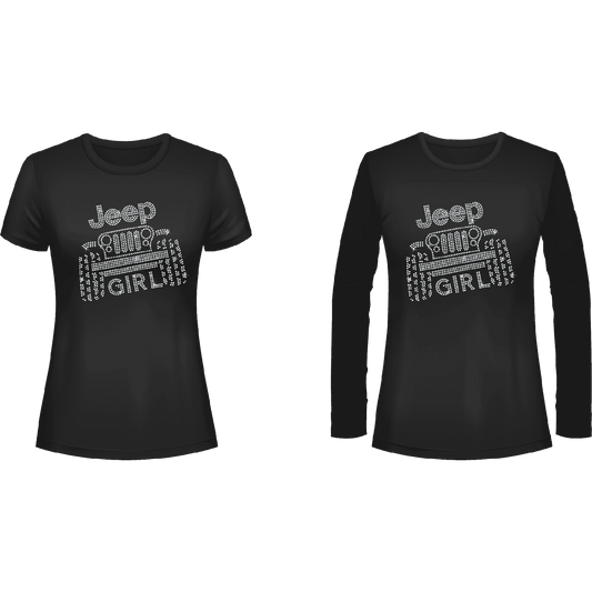 Jeeper Girl Rhinestone Tee Black, Short or Long  Sleeve 1