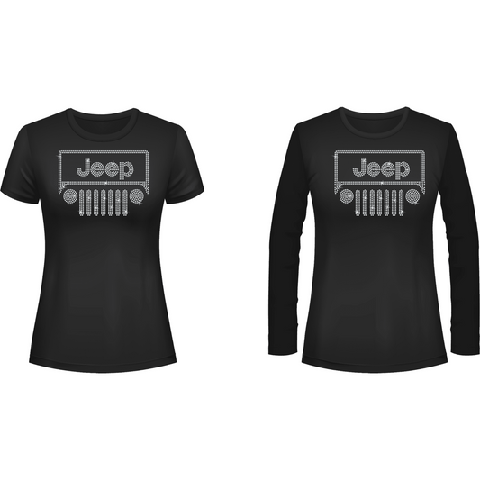 Jeeper Front Rhinestone Tee Short or Long  Sleeve