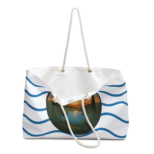 Lake Austin Weekender Bag White | Travel Tote, Beach Bag, Vacation Essentials, Escape Bag, Lake Life Carryall