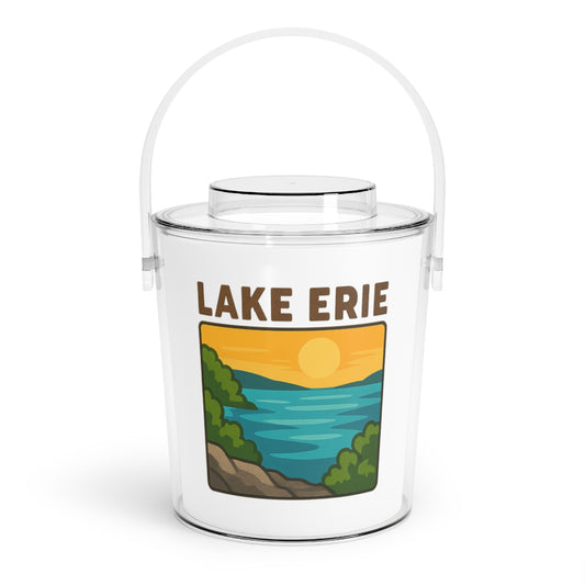 Lake Erie Charming Lake House Ice Bucket with Tongs, Summer Party Essential, Outdoor Gatherings, Vintage Lake Decor, Unique Gifts for Hosts