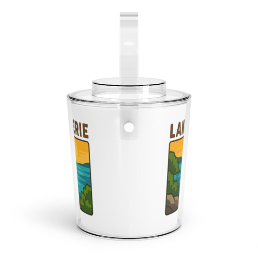 Lake Erie Charming Lake House Ice Bucket with Tongs, Summer Party Essential, Outdoor Gatherings, Vintage Lake Decor, Unique Gifts for Hosts