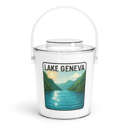 Lake Geneva Charming Lake House Ice Bucket with Tongs, Summer Party Essential, Outdoor Gatherings, Vintage Lake Decor, Unique Gifts for Hosts