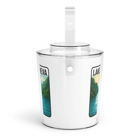 Lake Geneva Charming Lake House Ice Bucket with Tongs, Summer Party Essential, Outdoor Gatherings, Vintage Lake Decor, Unique Gifts for Hosts