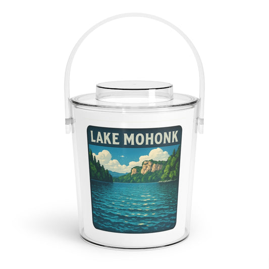 Lake Mohonk Charming Lake House Ice Bucket with Tongs, Summer Party Essential, Outdoor Gatherings, Vintage Lake Decor, Unique Gifts for Hosts