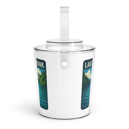 Lake Mohonk Charming Lake House Ice Bucket with Tongs, Summer Party Essential, Outdoor Gatherings, Vintage Lake Decor, Unique Gifts for Hosts